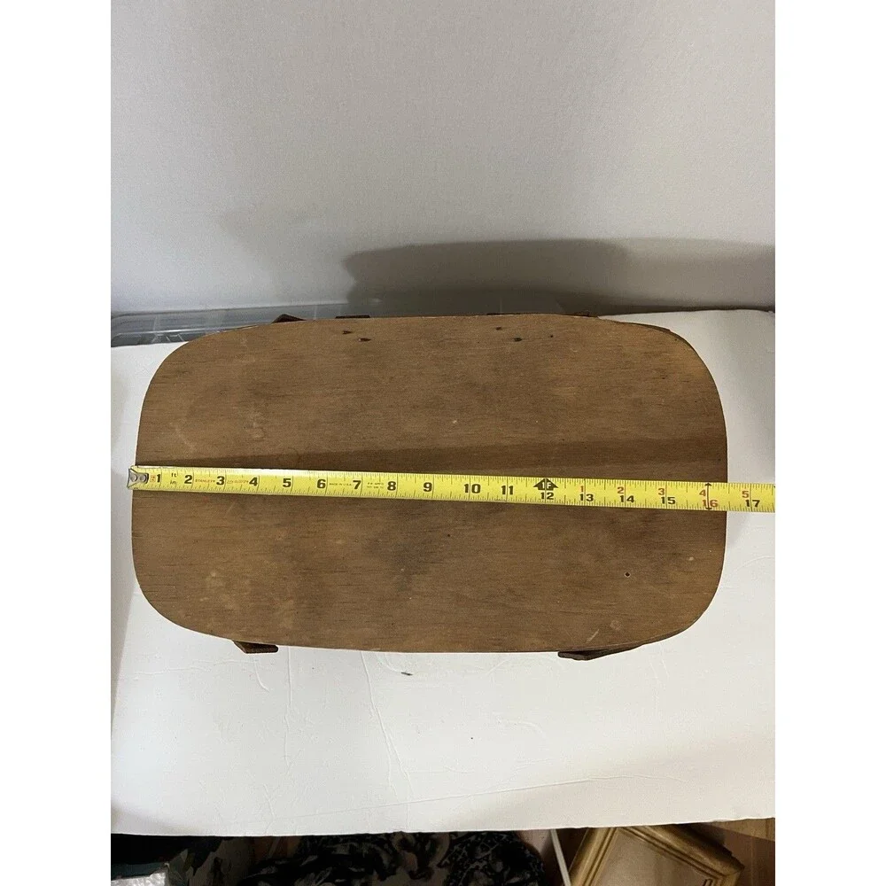Vintage Basketville Putney Vermont Woven Wood Splint Picnic Basket With Lid